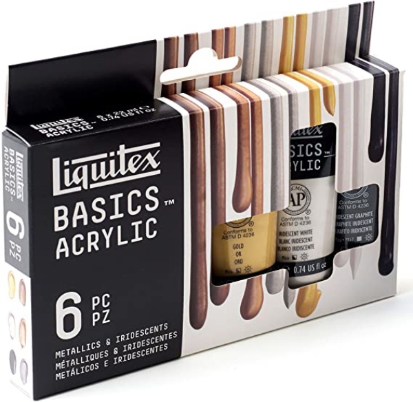 Picture of Liquitex Basics Acrylic - Set of 6 Metallic & Iridescentes (22ml)