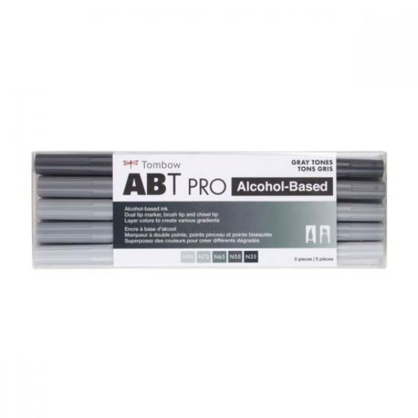 Picture of Tombow ABT Pro Dual Brush Pen-Gray Tones Set of 5