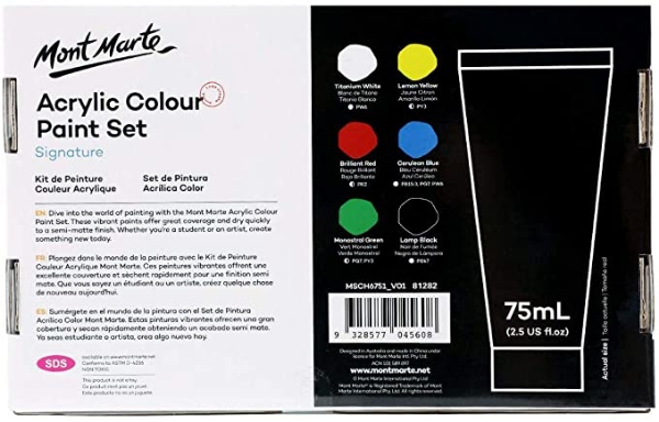 Picture of Mont Marte Acrylic Colour Paint - Set of 6 (75ml)