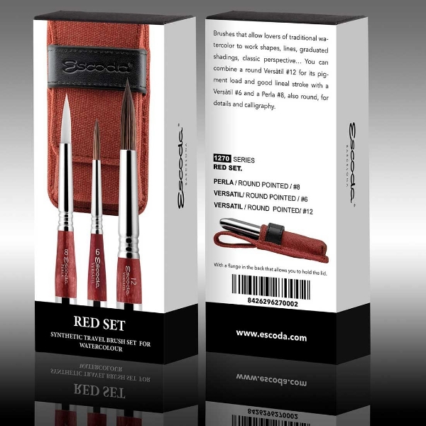 Picture of Escoda Red Synthetic Travel Brush Set Series 1270