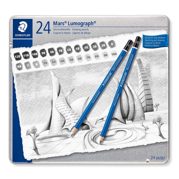 Picture of Staedtler Mars Lumograph Pencil - Set  of  24 (Assorted Degrees)