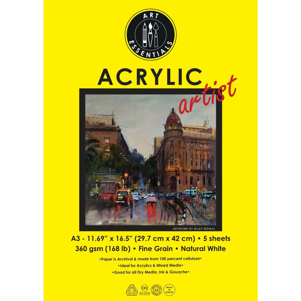 Art Essentials Acrylic Artist A3 360 GSM Size 29.7cm x