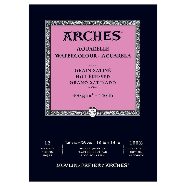 Picture of Arches Watercolor Paper Pad Hot Pressed - 300gsm (26x36cm)