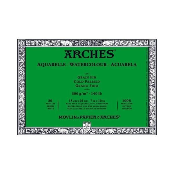 Picture of Arches Watercolor Paper Block Cold Pressed - 300gsm (18x26cm)