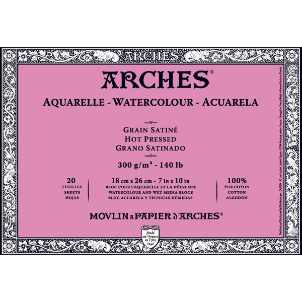 Picture of Arches Watercolor Paper Block Hot Pressed - 300gsm (18x26cm)