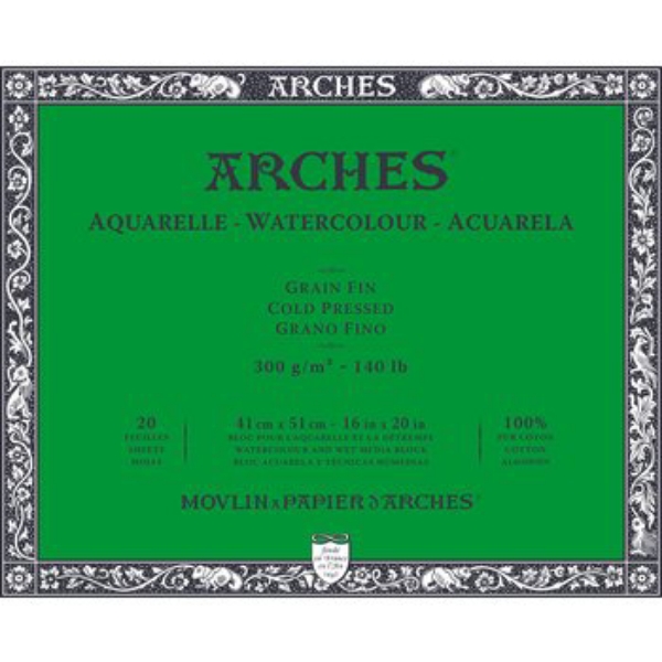 Picture of Arches Watercolor Paper Block Cold Pressed - 300gsm (41x51cm)