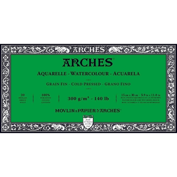 Picture of Arches Watercolor Paper Block Cold Pressed - 300gsm (15x30cm)