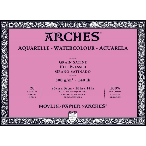 Picture of Arches Watercolor Paper Block Hot Pressed - 300gsm (26x36cm)