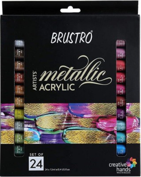 Picture of Brustro Artists Metallic Acrylic colour Set 24x12ml