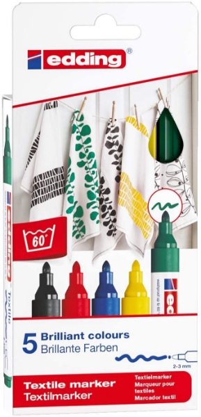Picture of Edding Textile Marker 2-3mm Set of 5 4-4500-5S