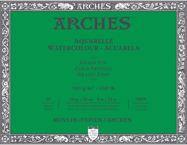 Picture of Arches Watercolor Paper Block Cold Pressed - 300gsm (8x10")