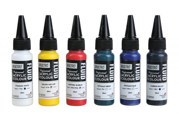 Picture of Brustro Fluid Acrylic Colour 20ml Pack Of 5+1