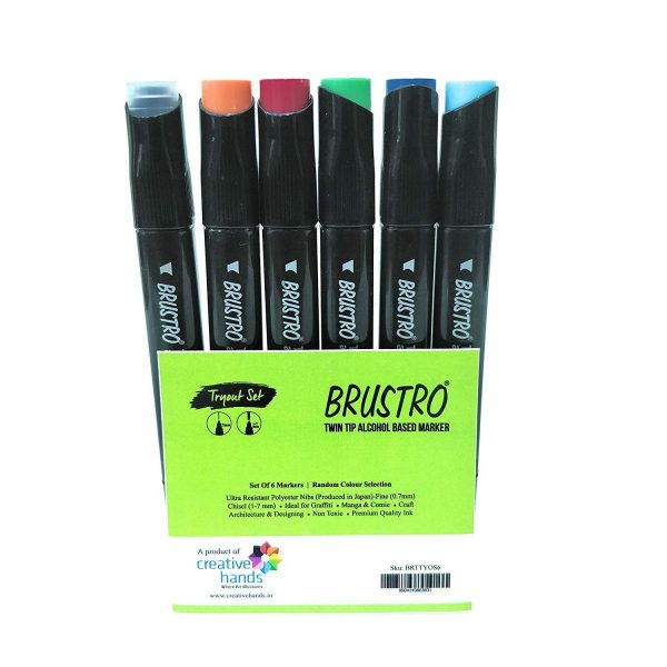 Picture of Brustro Twin Tip Alcohol Based Markers Try It ! (6 Shades Random Selection)