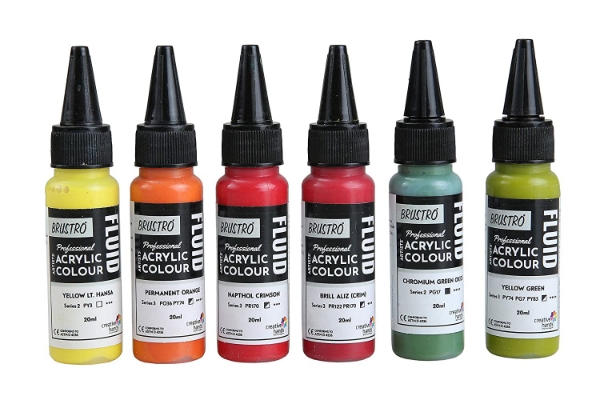 Picture of Brustro Professional Artists’ Fluid Acrylic 20 ml Tropical Paradise Pack of 6