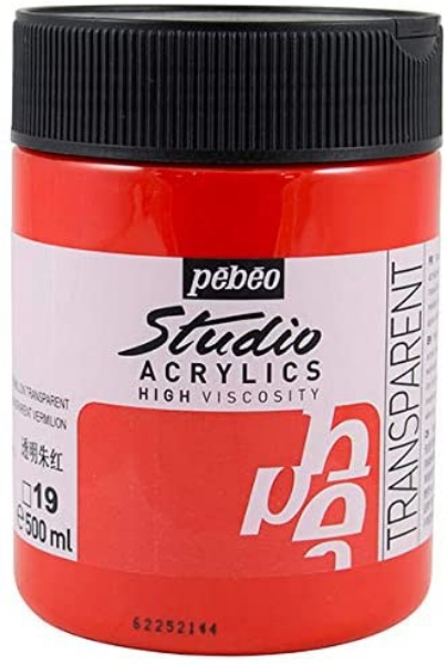 Picture of Pebeo Studio Acrylic High Viscosity - 500ml Transparent Vermilion (019)