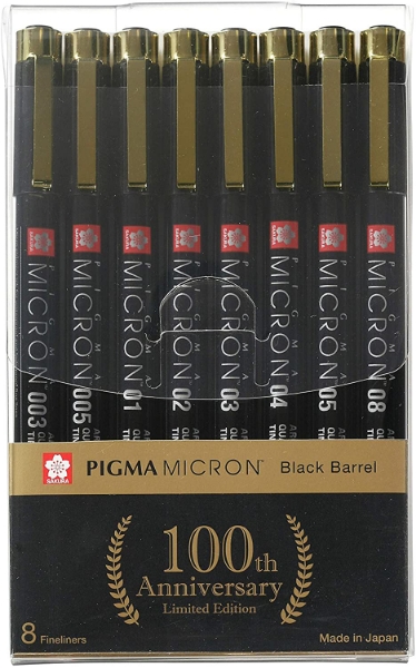 Picture of Sakura Pigma Micron Black Barrel - Set of 8