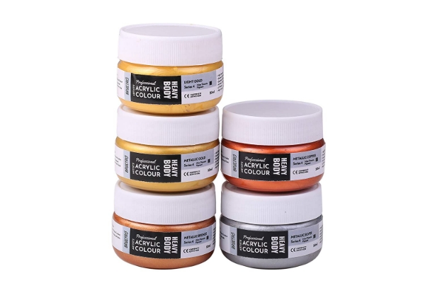 Picture of Brustro HeavyBody Acry 50ml MetallicShd Set of 5