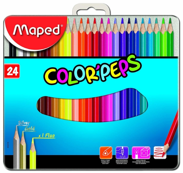 Picture of Maped Color'Peps Colour Pencils Set of 24 (Metal Box)