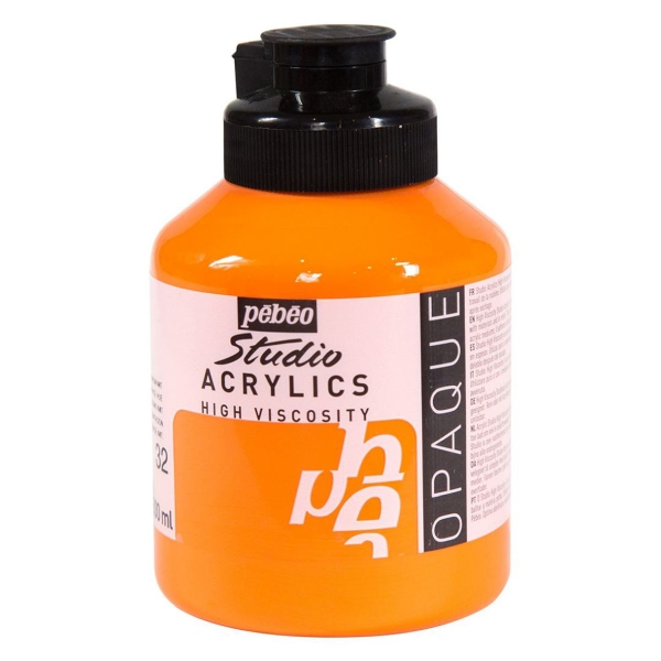 htconline.in| Pebeo Studio Acrylic High Viscosity 500ml Cadmium Orange