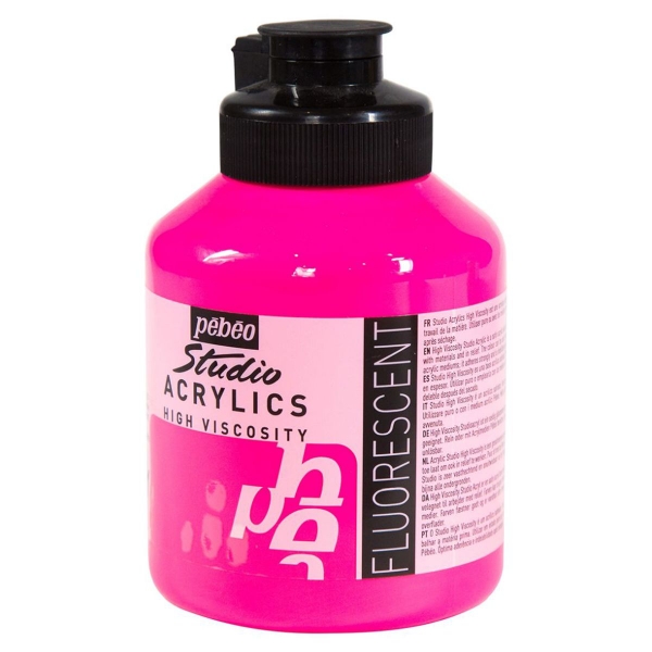 Picture of Pebeo Studio Acrylic High Viscosity - 500ml Fluorescent Pink (371)