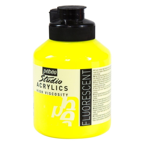 Picture of Pebeo Studio Acrylic High Viscosity - 500ml Fluorescent Yellow (372)