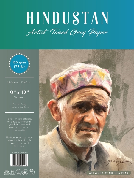 Picture of Hindustan Artist Toned Grey Paper Spiral 120 gsm 9” x 12” 50 Sheets