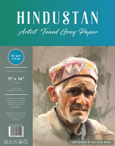 Picture of Hindustan Artist Toned Grey Paper Spiral 120 gsm 11” x 14” 24 Sheets