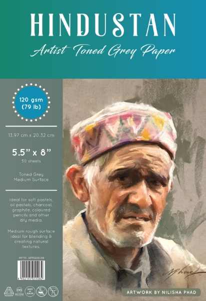 Picture of Hindustan Artist Toned Grey Paper Spiral 120 gsm 5.5” x 8” 50 Sheets