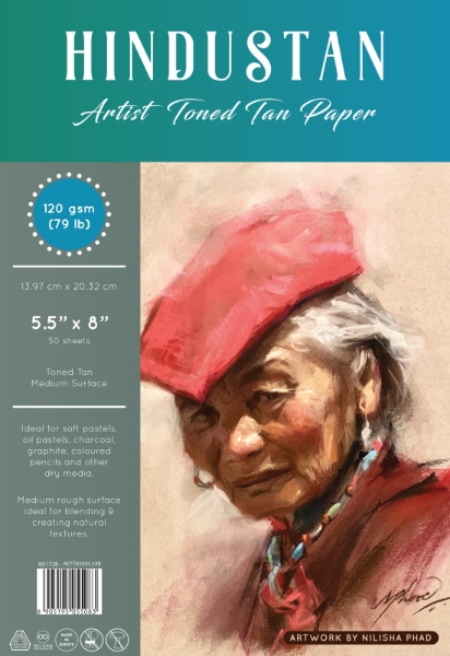 Picture of Hindustan Artist Toned Tan Paper Spiral 120 gsm 5.5” x 8” 50 Sheets