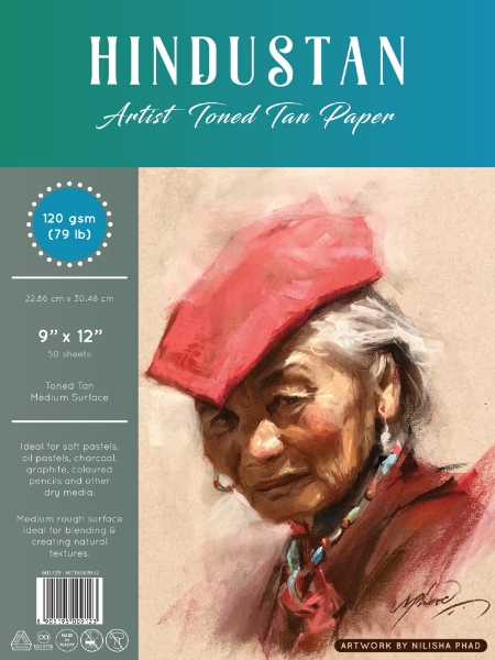 Picture of Hindustan Artist Toned Tan Paper Spiral 120 gsm 9” x 12” 50 Sheets
