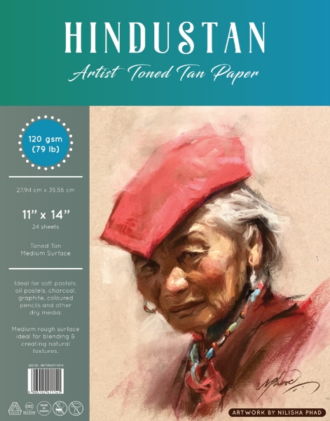 Picture of Hindustan Artist Toned Tan Paper Spiral 120 gsm 11” x 14” 24 Sheets