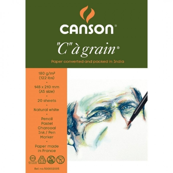 Picture of Canson "C"a' grain Polypack 180 gsm A5 14.8x21cm