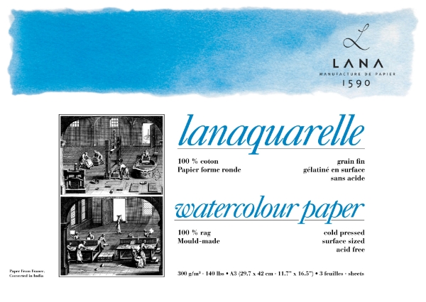 Picture of Lanaquarelle Wc Paper Cp A3 300Gsm 29.7X42Cm -3Sh