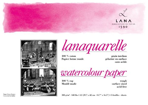 Picture of Lanaquarelle Wc Paper Rough A3 300Gsm 29.7X42Cm -3Sh