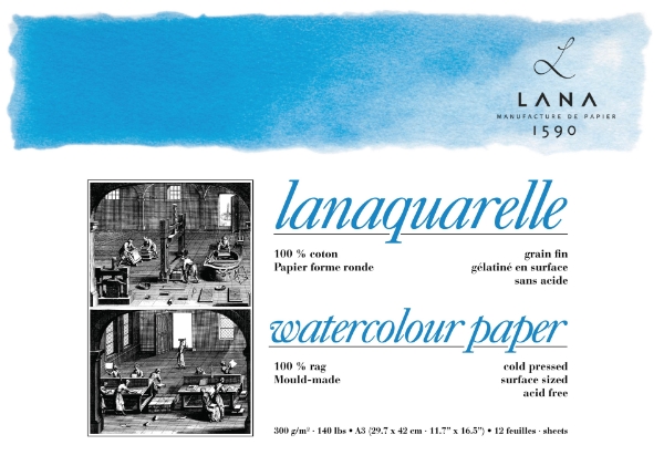 Picture of Lanaquarelle Wc Pad Cp A3 300Gsm 29.7X42Cm -12Sh