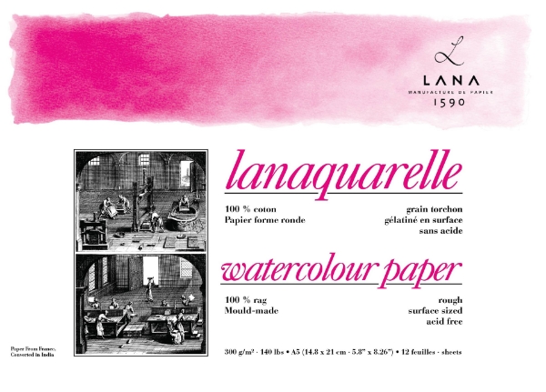 Picture of Lanaquarelle Wc Pad Rough  A5 300Gsm 14.8X21Cm 12Sh