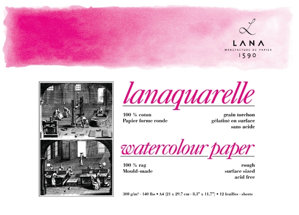 Picture of Lanaquarelle Wc Pad Rough A4 300Gsm 21X29.7Cm 12Sh