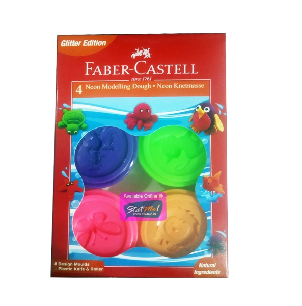 Picture of Faber Castell 4 Neon Glitter Modelling Dough