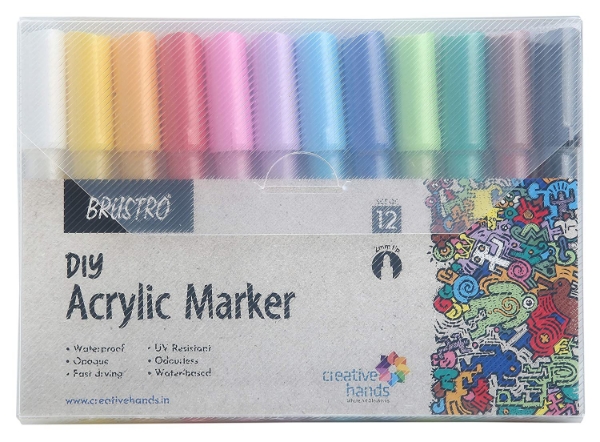 Picture of Brustro Acrylic Marker 2Mm Basic Shade Set Of 12