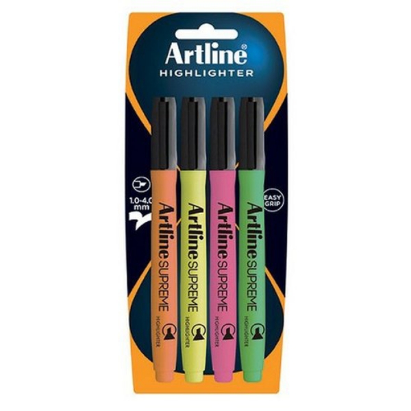 Picture of Artline Supreme Highlighter Yellow, Orange, Pink, Green Set 4