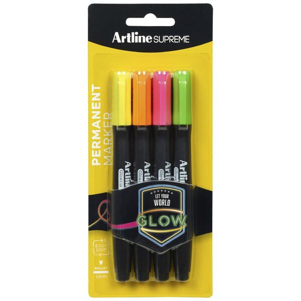 Picture of Artline Supreme Permanent Marker Glows Uv Light Set 4 700Uv