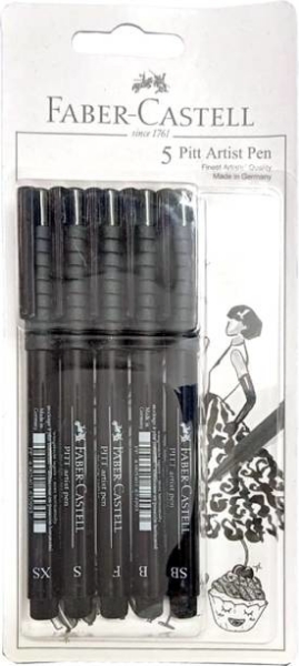 Picture of Faber Castell Pitt Artist Pen - Set of 5 (XS, S, F, B & SB)