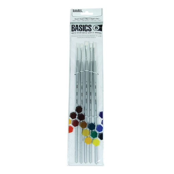 Picture of Liquitex White Nylon Artist Acrylic Brush - Set of 5 (692002)