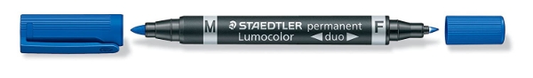 Picture of Staedtler Lumocolor Permanent Duo Marker Pen - Blue