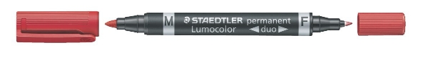 Picture of Staedtler Lumocolor Permanet Duo Marker Pen - Red