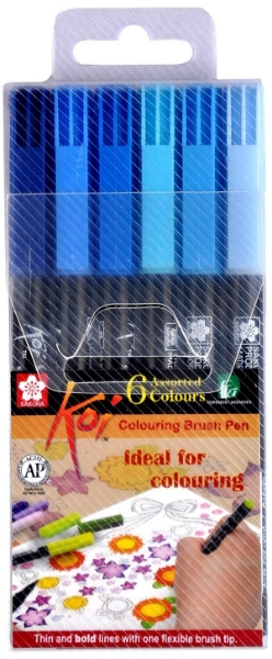 Picture of Sakura Koi Brush Pen - Blue (Set of 6)