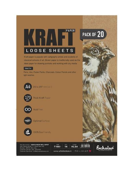 Picture of Scholar A4 170GSM Kraft Paper Loose Sheets Pack 20