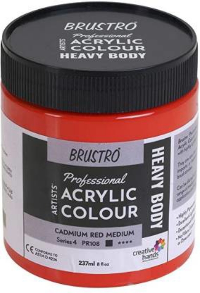 Picture of Brustro Heavy Body Acrylic Cadmium Red Medium 237ML-Sr4