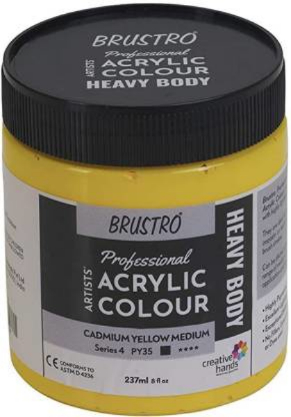 Picture of Brustro Heavy Body Acrylic Cadmium Yellow Medium 237ML-Sr4