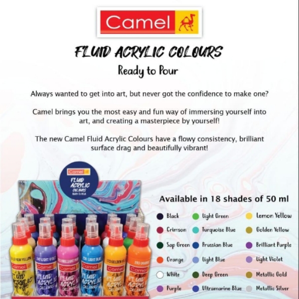 Picture of Camlin Fluid Acrylic Colour - Set of 18 (50ml)